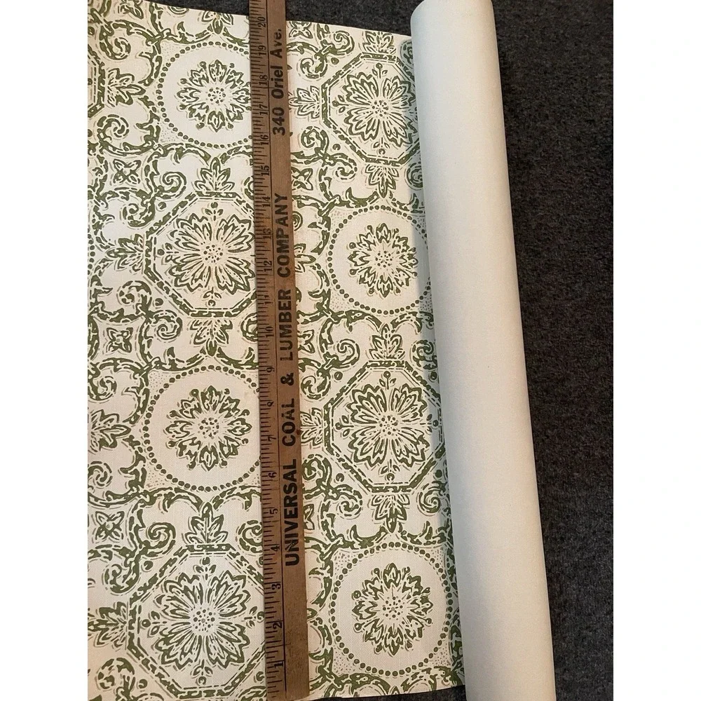 Vintage Wallpaper Roll 20.5 Inches Wide Green White Gold